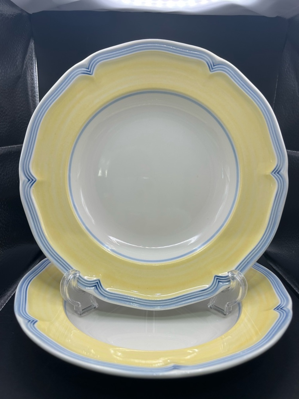 VILLEROY & BOCH Casa Azul Limone Salad Or Soup 9” Bowls Excellent